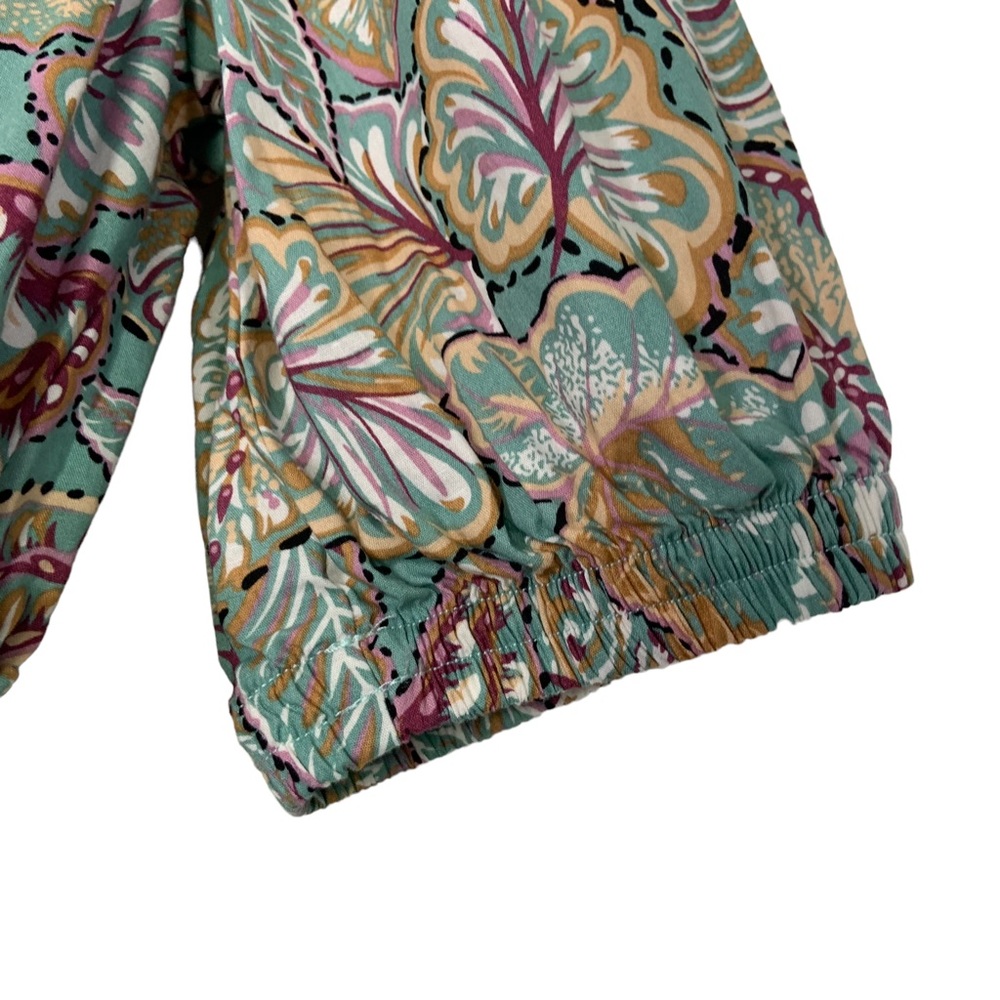 Melloday Womens Floral tropical Print Tiered Maxi Dress Sz Medium Green Ruffle - Picture 10 of 12